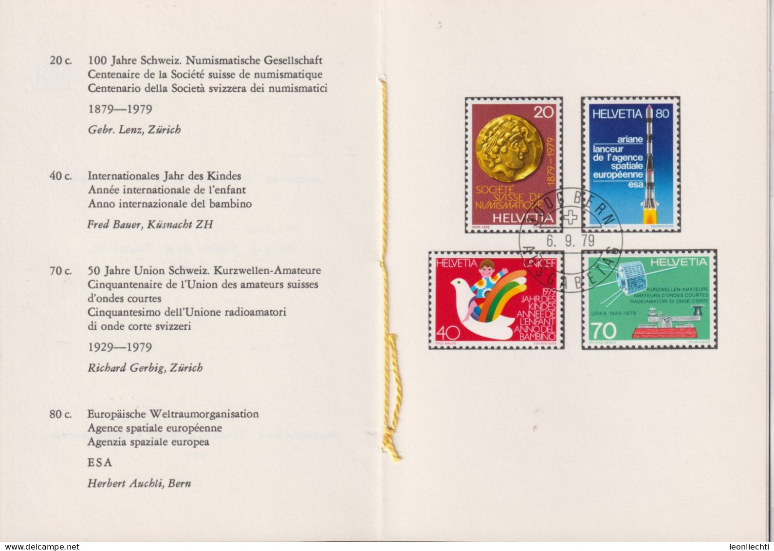 1979 Schweiz PTT Faltblatt Nr.169, ET ° Mi:CH 1161-1164, Zum:CH 632-635,  Sonderpostmarken II - Cartas & Documentos