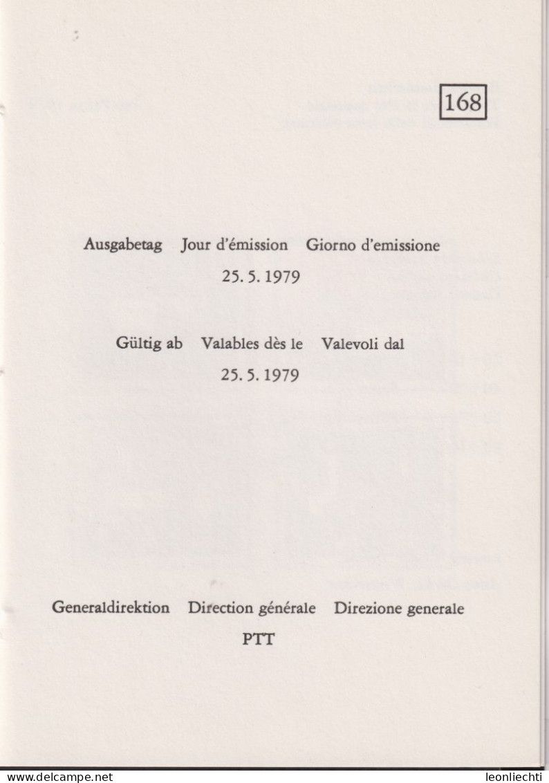 1979 Schweiz / Pro Patria,  PTT Faltblatt Nr.168, ET ° Mi:CH 1156-1159, Zum:CH B182-B185, Schweizer Schlösser IV - Storia Postale