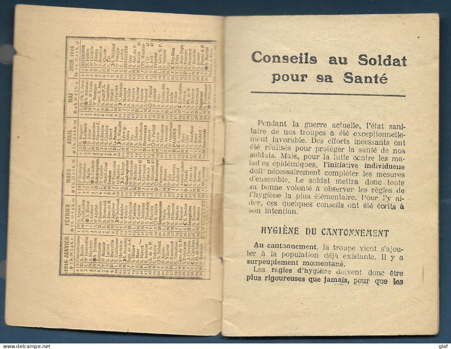 Petit Carnet (format 8 X 12 Cm) "Conseils Au Soldat Pour Sa Santé" édité Par Le Ministère De La Guerre - War 1914-18