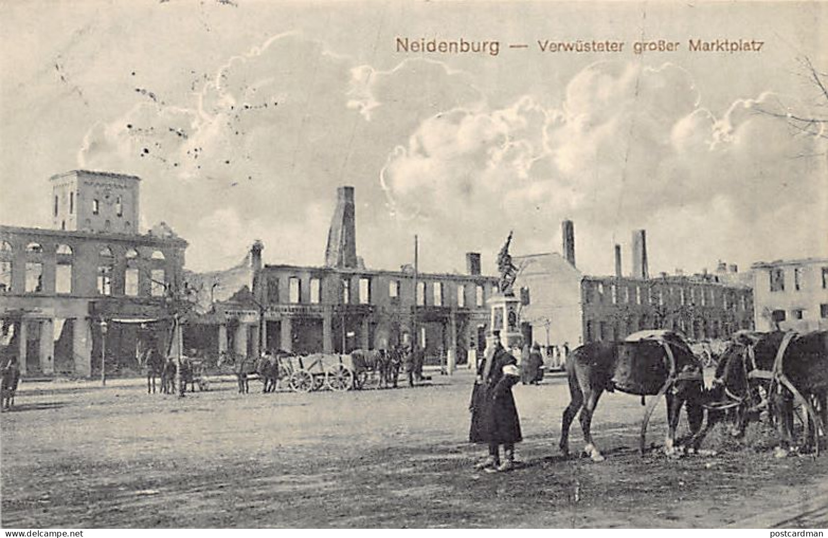 Poland - NIDZICA Neidenburg - Devastated Marketplace During World War One - Polen