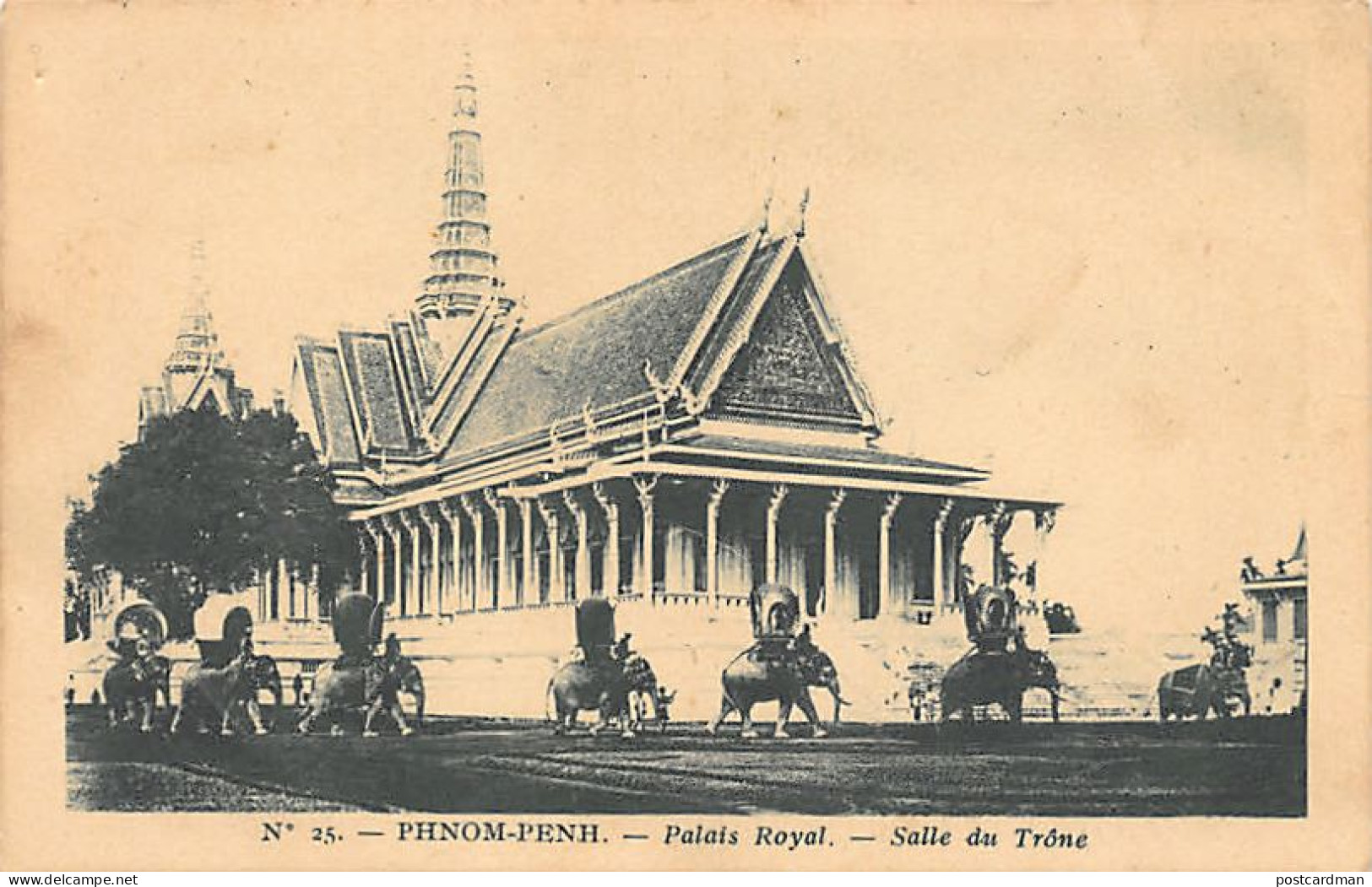 Cambodge - PHNOM PENH - Palais - Royal - Eléphants - Salle Du Trône - Ed. Planté 25 - Cambogia