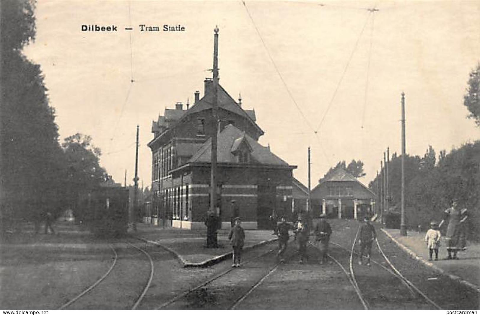 DILBEEK (Vl. Br.) - Tram Statie - Streetcar Tramway Station - Ed. De Scrijver-Plas. - Dilbeek