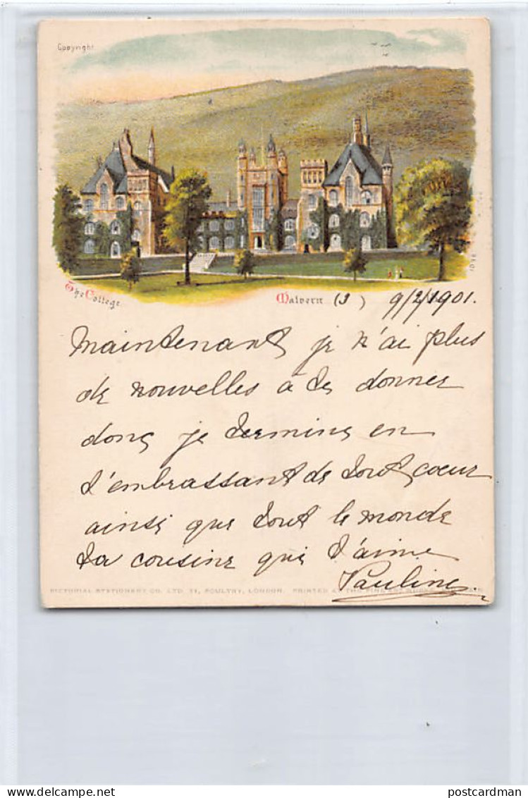 England - MALVERN (Worcs) The College - LITHO - FORERUNNER POSTCARD Small Size - Publ. Pictorial Staionery Co. Ltd.  - Malvern