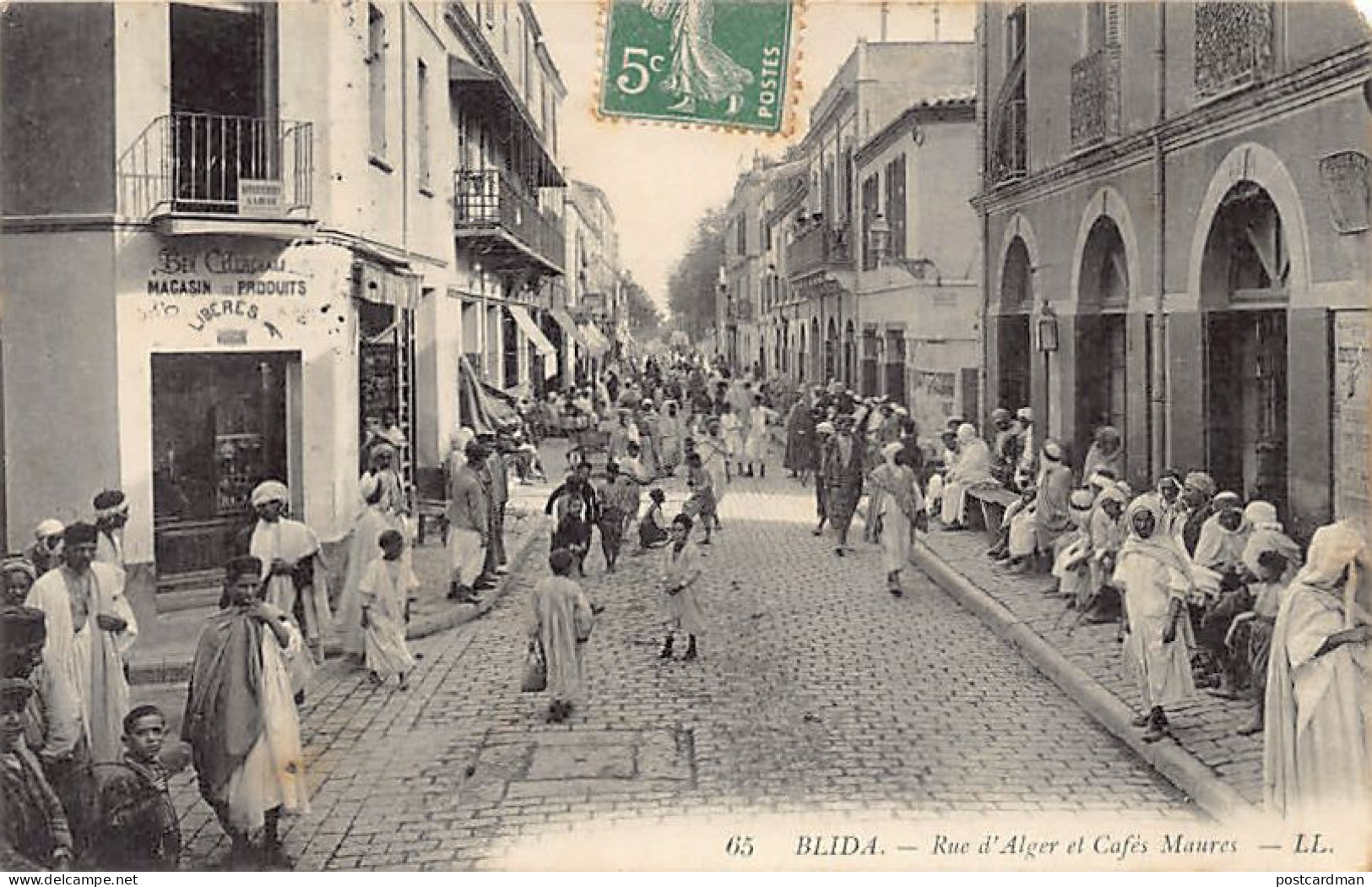 BLIDA - Rue D'Alger Et Cafés Maures - Magasin Ben Cherchali - Blida