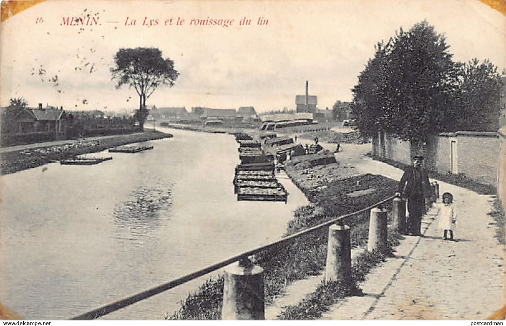 MENEN (W. Vl.) De Leie En Het Roten Van Vlas - La Rivière Lys Et Le Rouissage Du Lin - Menen