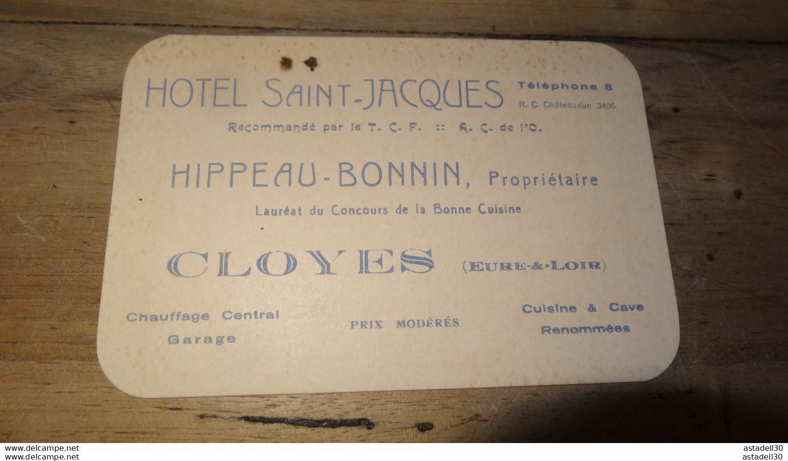 Carte Commerciale CLOYES, Hotel Saint Jacques, Hippeau Bonnin Prop ........... PHI .. E2-42 - Cloyes-sur-le-Loir