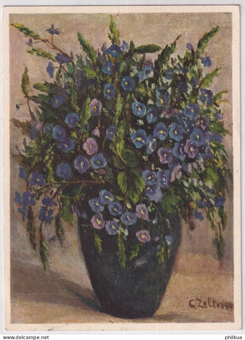 Zeltner Künstlerkarte - Gamander Ehrenpreis - Gelaufen 1930 Ab Interlaken - Flowers