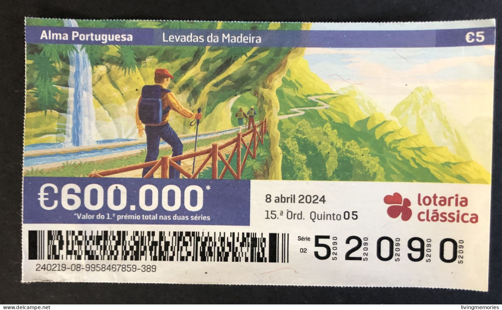 116 Z, 1 X Lottery Ticket, Portugal, « Alma Portuguesa »,« Portuguese Soul », « LEVADAS DA MADEIRA », 2024 - Billets De Loterie
