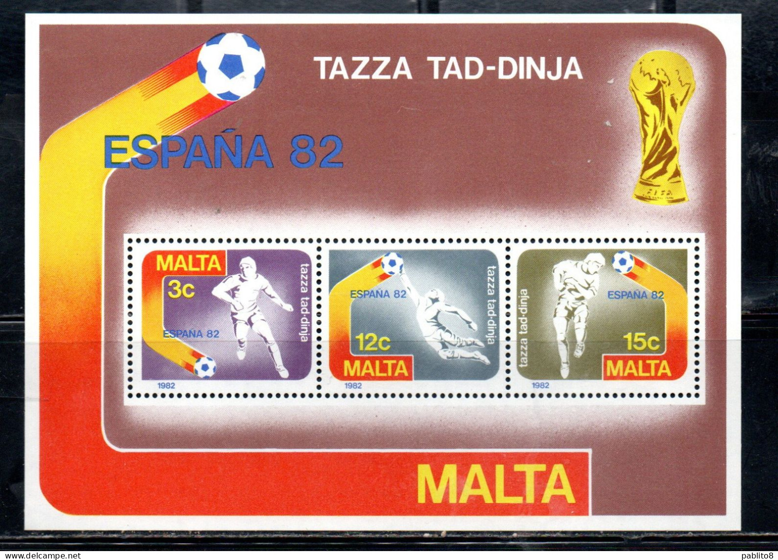 MALTA 1982 WORLD SOCCER CUP FOOTBALL COPPA MONDIALE DI CALCIO CAMPIONATI MONDIALI SPAIN BLOCK SHEET MNH - Malte