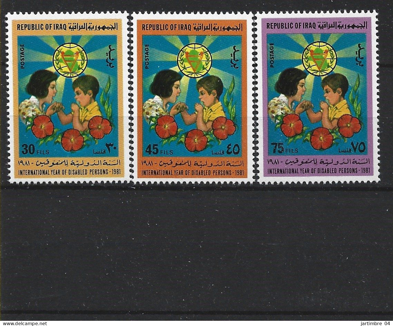 1981 IRAQ 1018-20** Handicapés, Enfant, Fleurs - Iraq