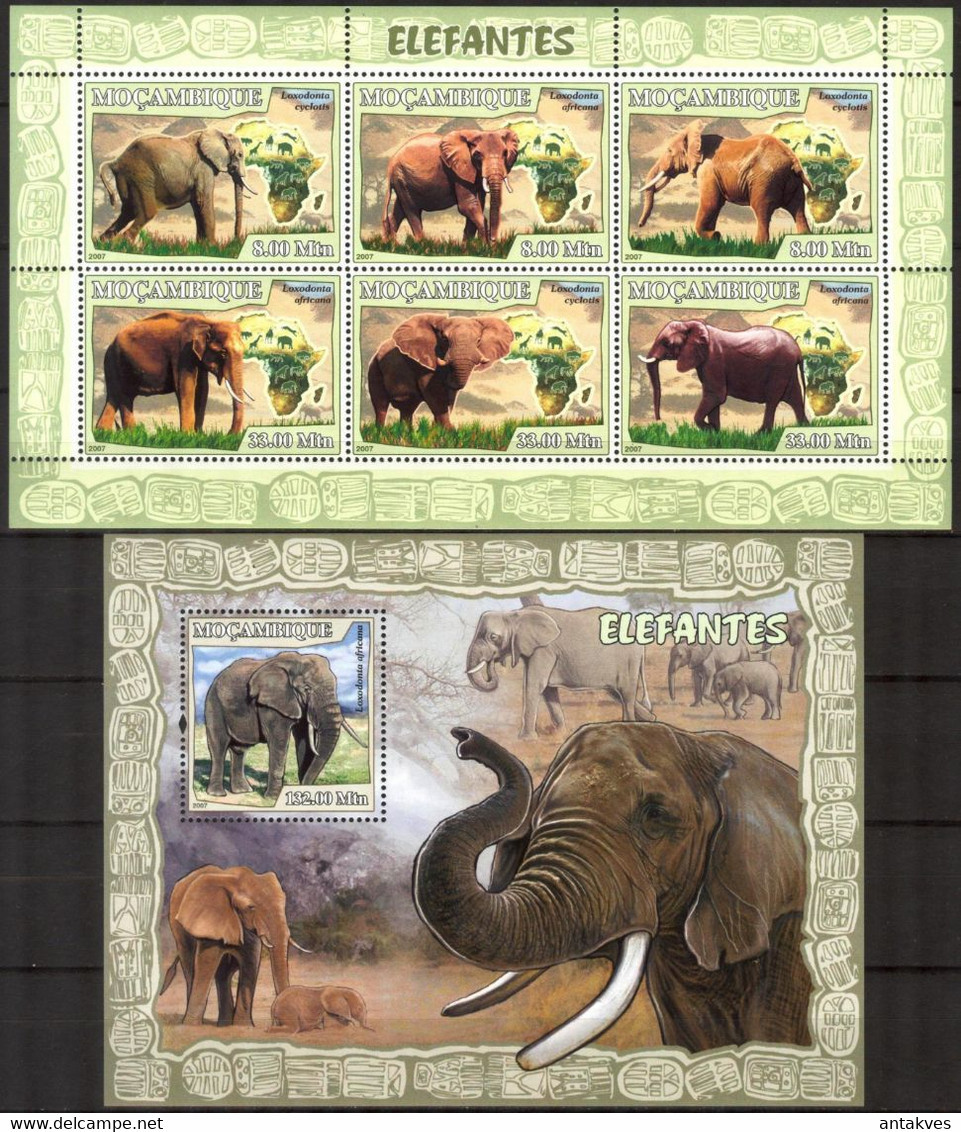 Mozambique 2007 Elephants Sheet + S/S MNH - Mozambico