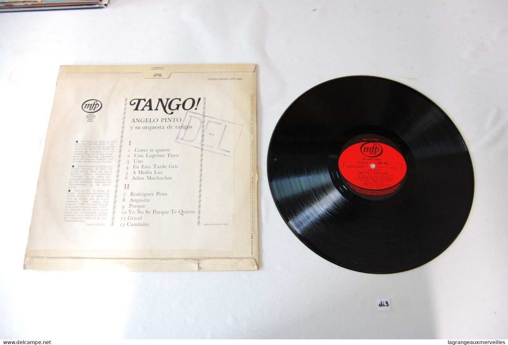 Di3- Vinyl 33 T - Angelo Pinto - Tango - Musiche Del Mondo