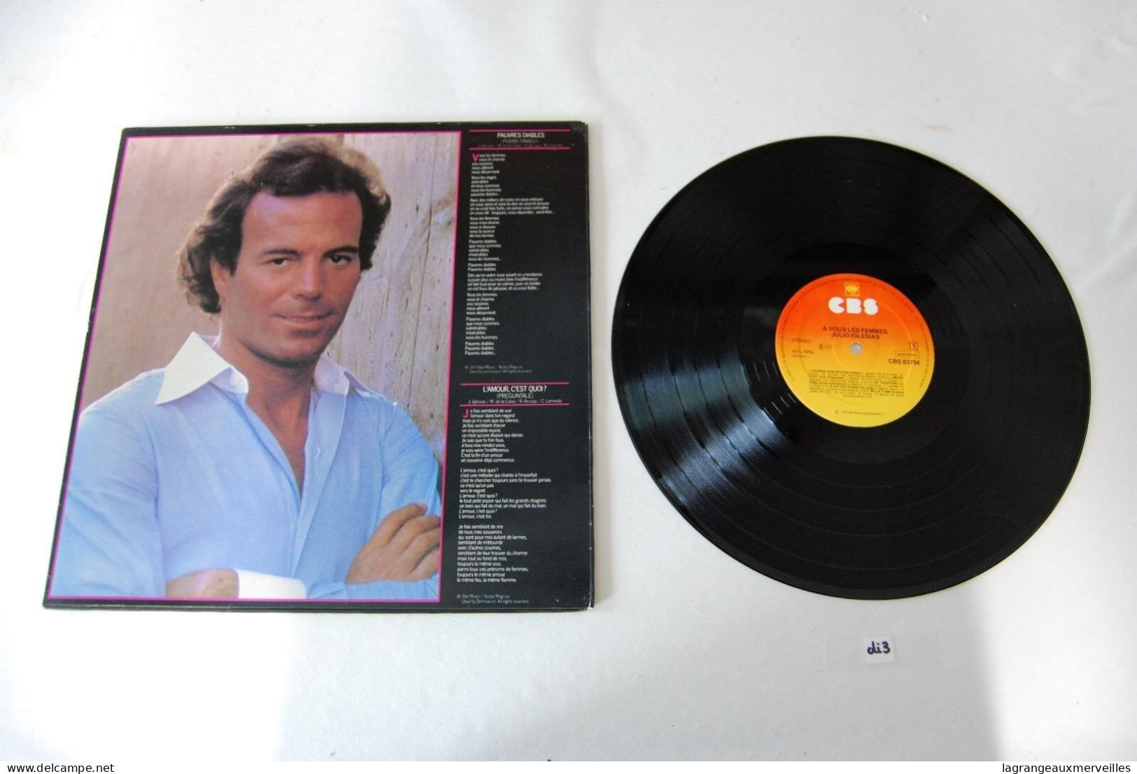 Di3- Vinyl 33 T - Julio Iglesias - A Vous Les Femmes - Otros - Canción Francesa