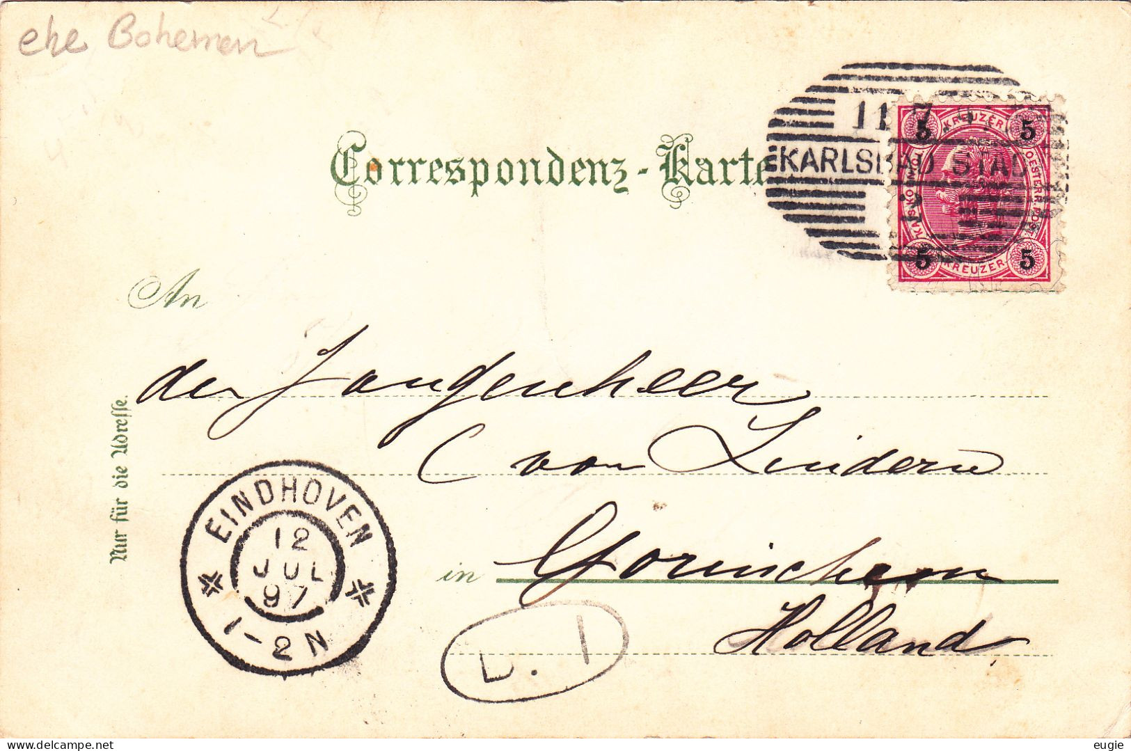 3337/ Gruss Aus Karlsbad, 1897, Getekende Kaart, Mooie Stempels - Böhmen Und Mähren