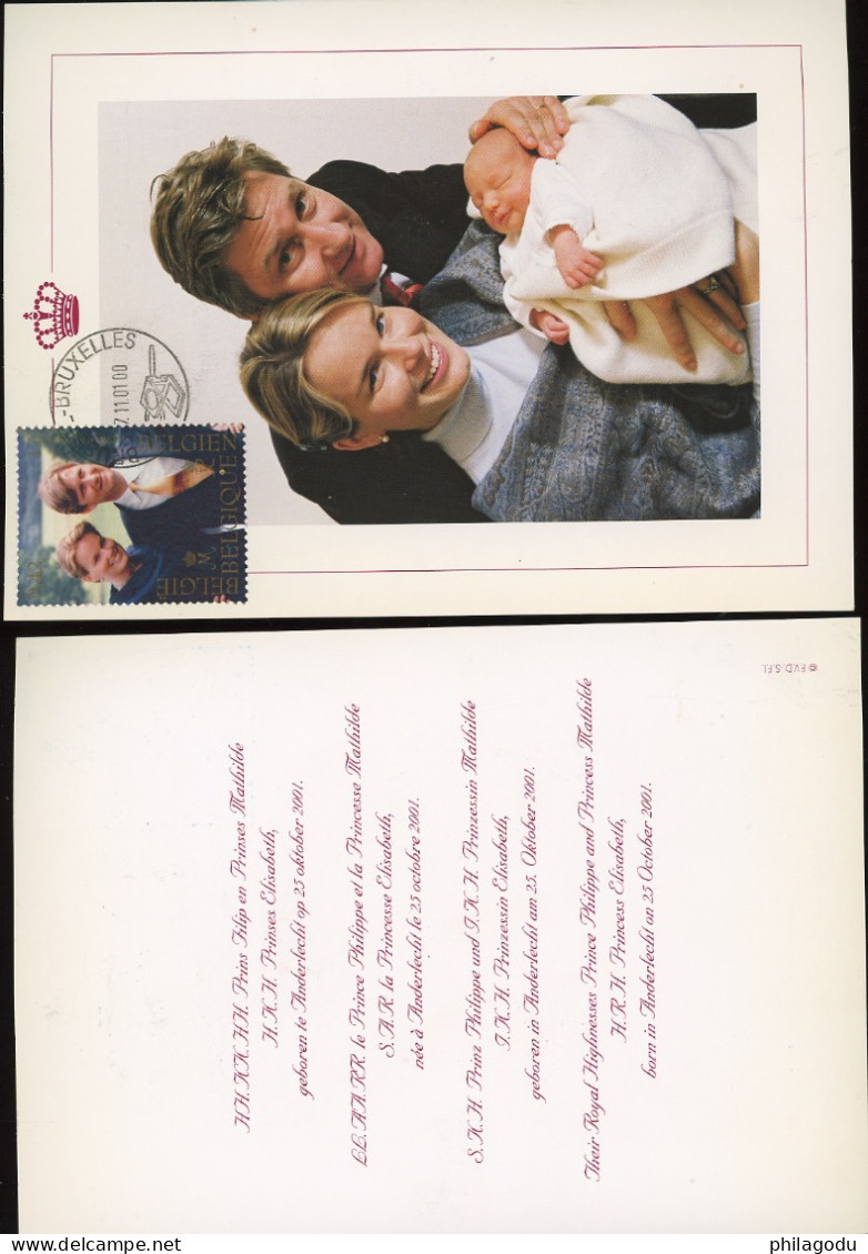 2001  Joli Souvenir Couple Princier Et Bébé Princesse - 2013-... König Philippe