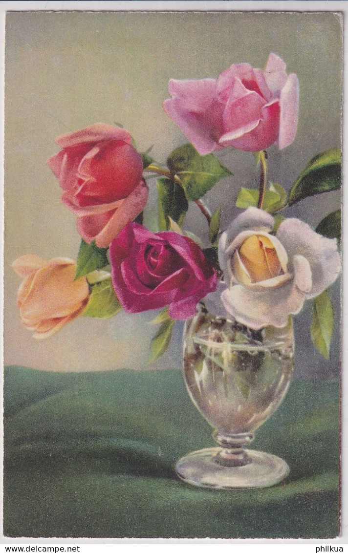 Rosen In Vase - Gelaufen 1935 Ab Bern - Bloemen