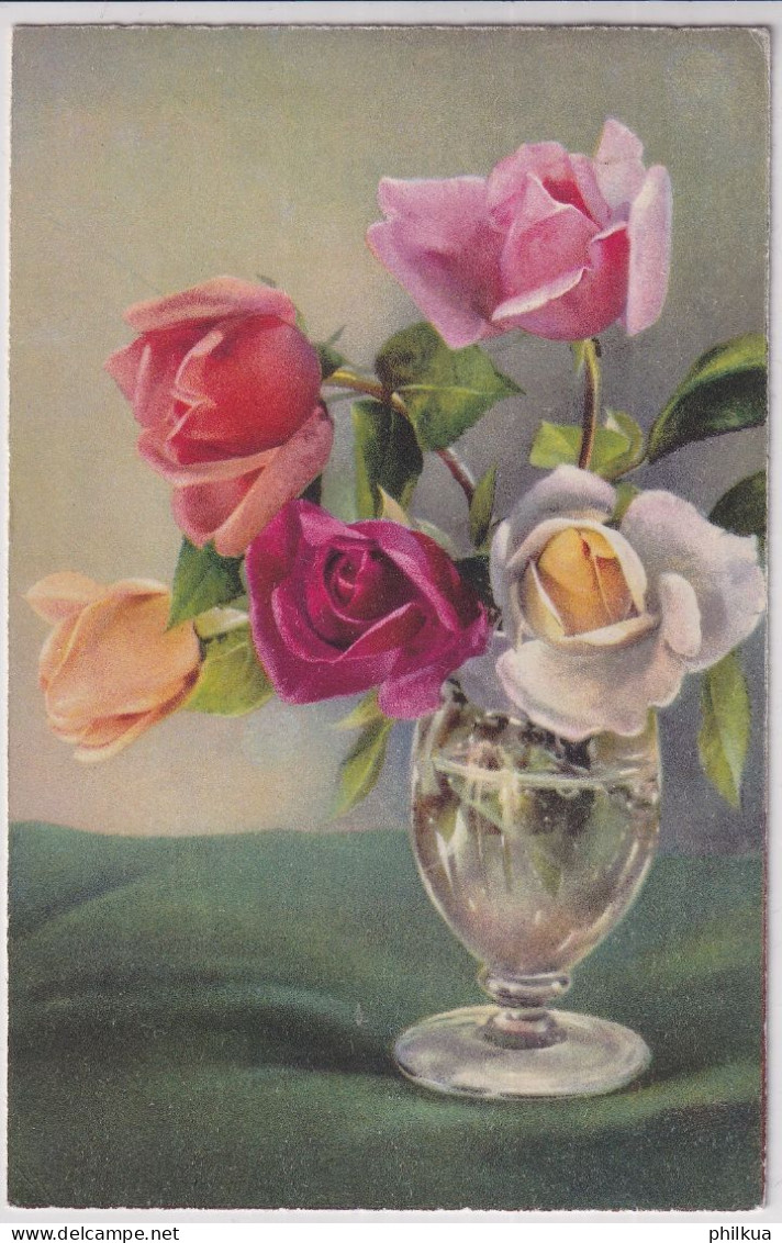 Rosen In Vase - Gelaufen 1935 Ab Bern - Flowers