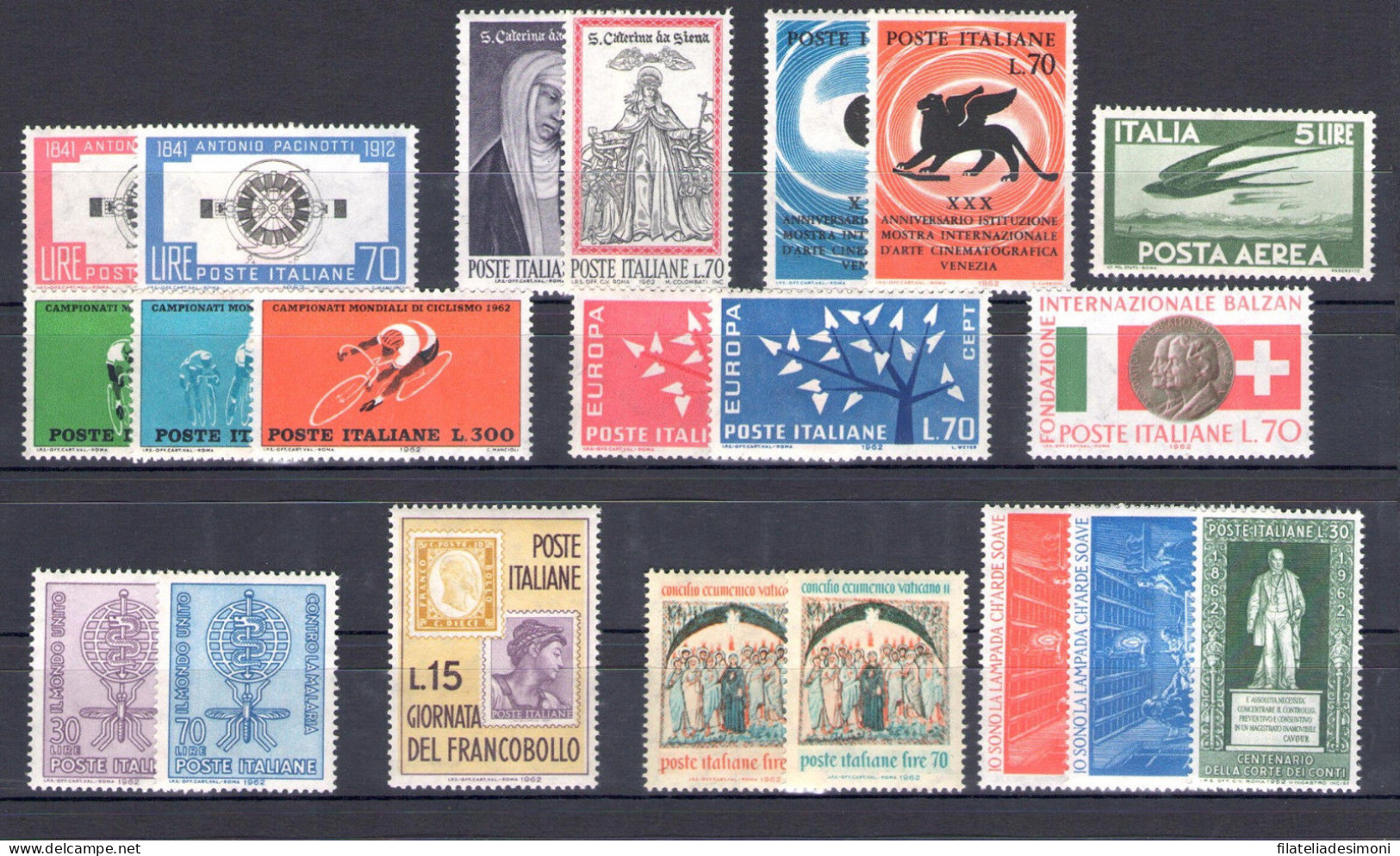 1962 Italia Repubblica, Francobolli Nuovi, Annata Completa 21 Valori, MNH** - Annate Complete