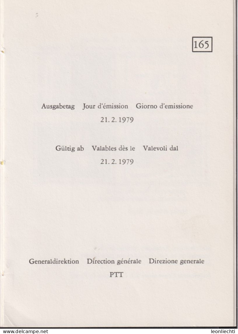 1979 Schweiz PTT Faltblatt Nr.167, ET ° Mi:CH 1150-1153, Zum:CH 622-625, Sonderpostmarken I - Cartas & Documentos