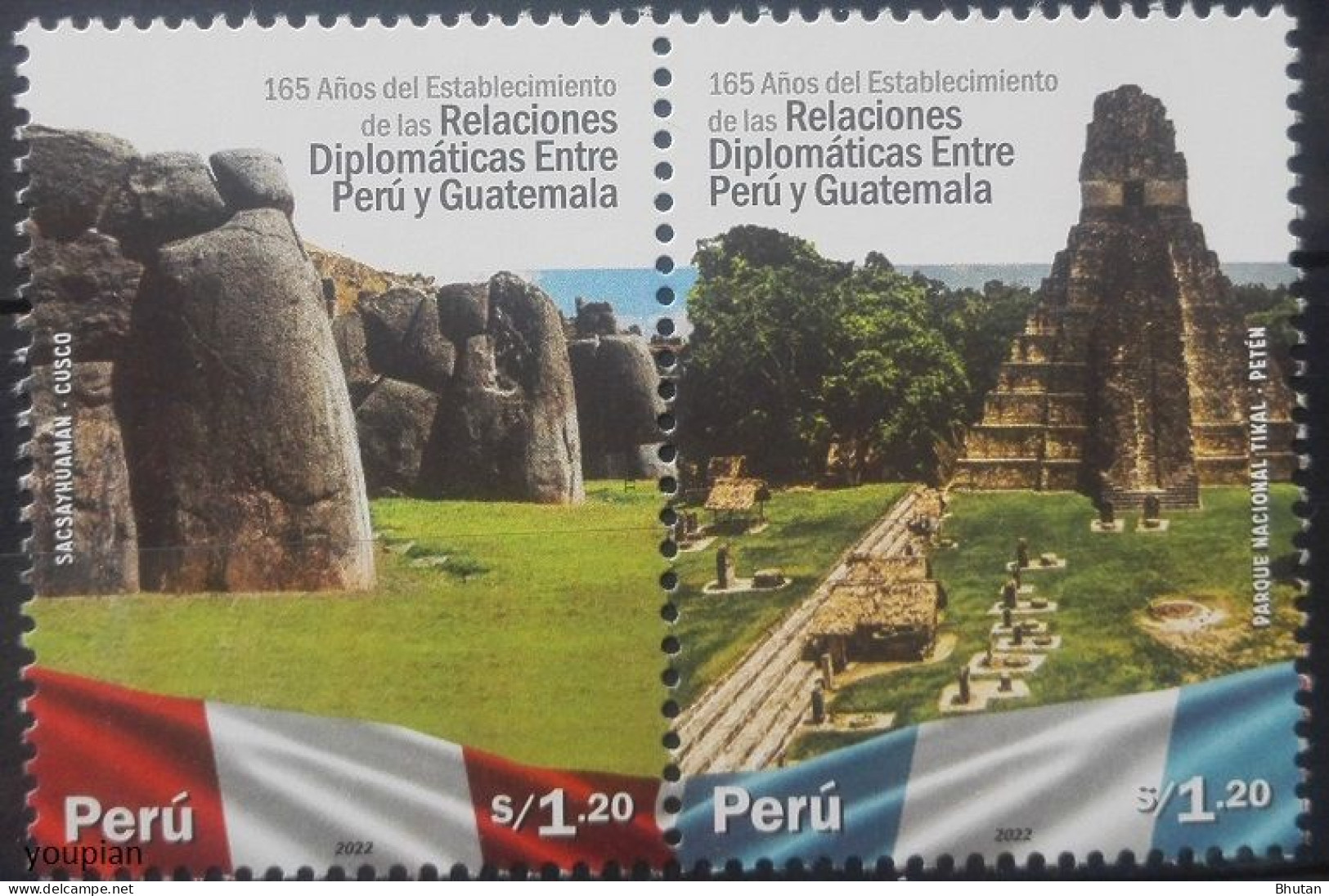 Peru 2022, 165 Years Diplomatic Relations With Guatemala, MNH Stamps Strip - Peru