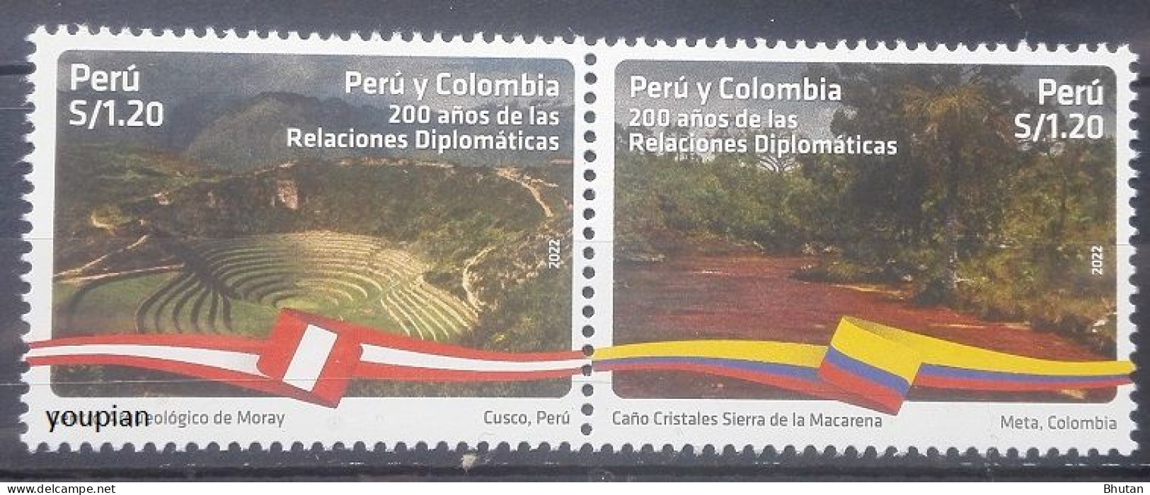 Peru 2022, 200 Years Diplomatic Relations With Colombia, MNH Stamps Strip - Peru