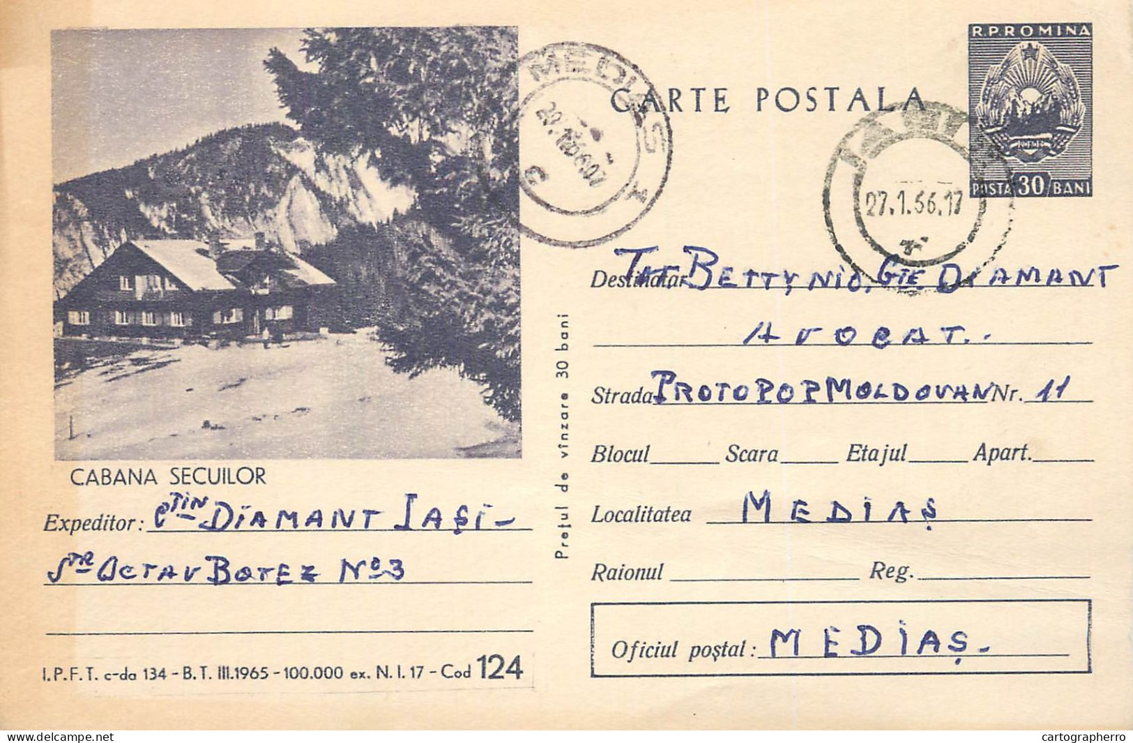 Postal Stationery Postcard Romania Cabana Secuilor - Rumania