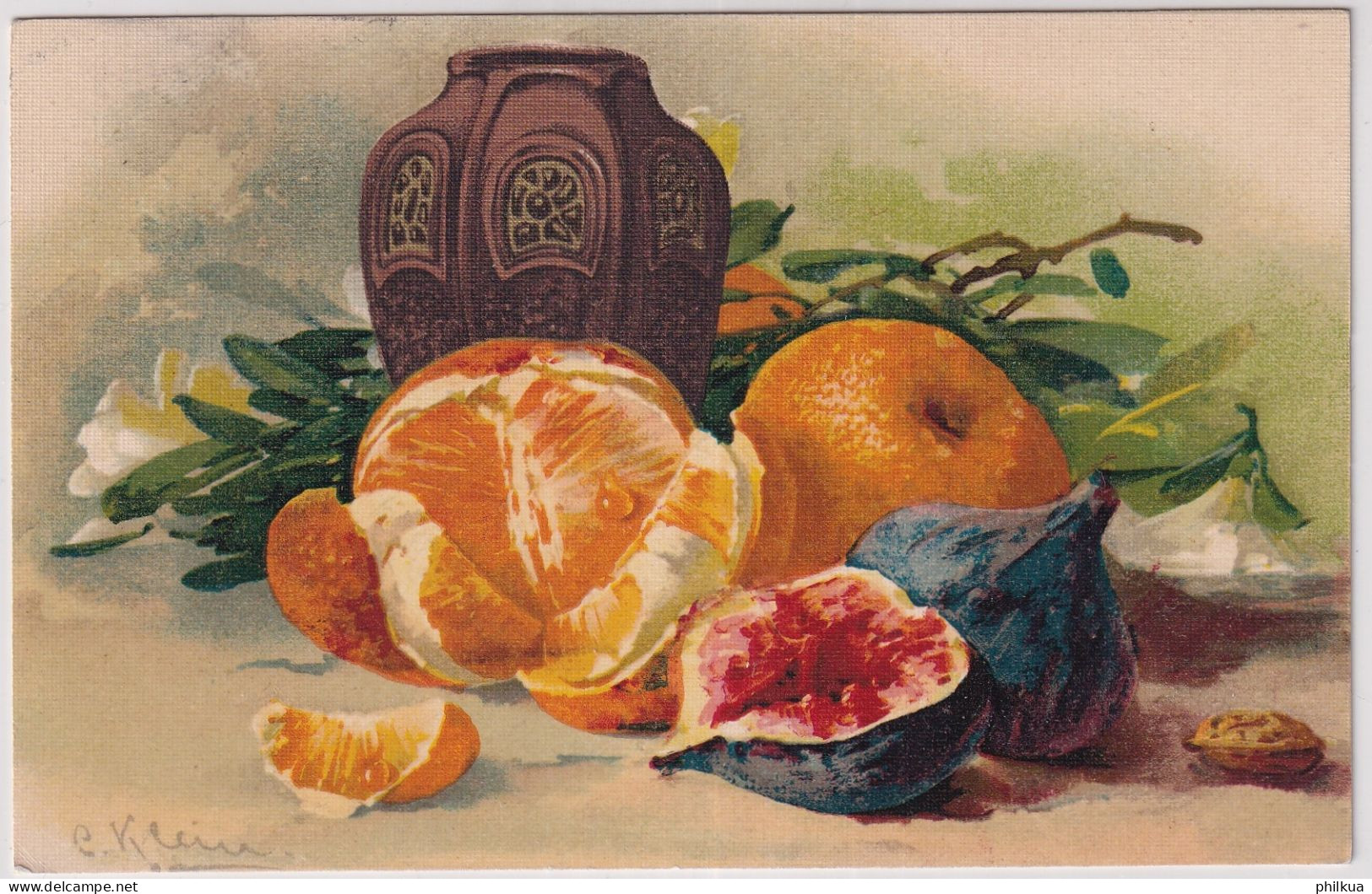 Stilleben Orange Feige - C. Klein - Gelaufen Ca. 1920 - Klein, Catharina