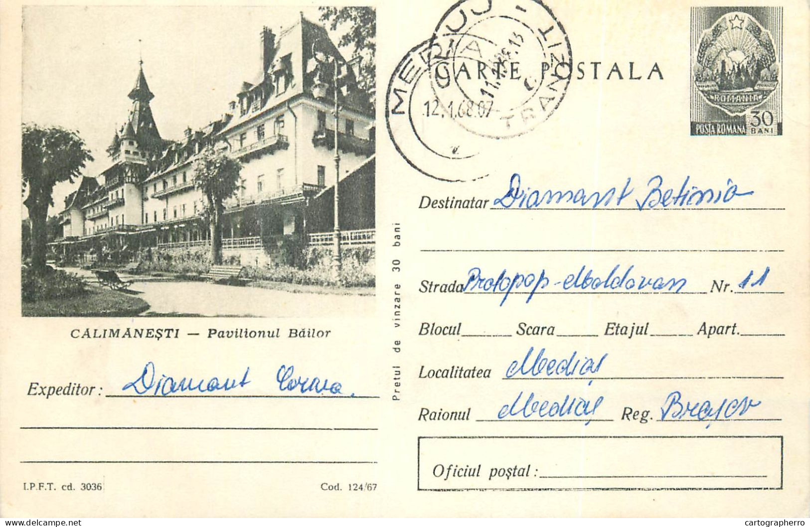 Postal Stationery Postcard Romania Calimanesti Bath Pavilion - Rumania