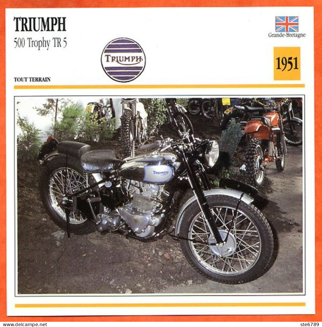 TRIUMPH 500 Trophy TR 5 1951 UK Fiche Technique Moto - Sport