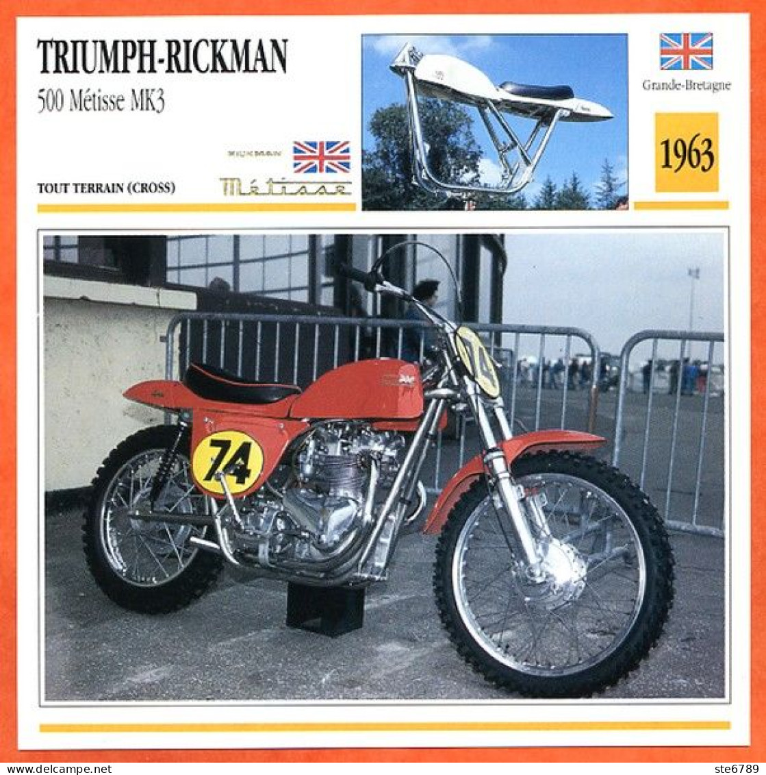 TRIUMPH RICKMAN 500 1963 UK Fiche Technique Moto - Sports