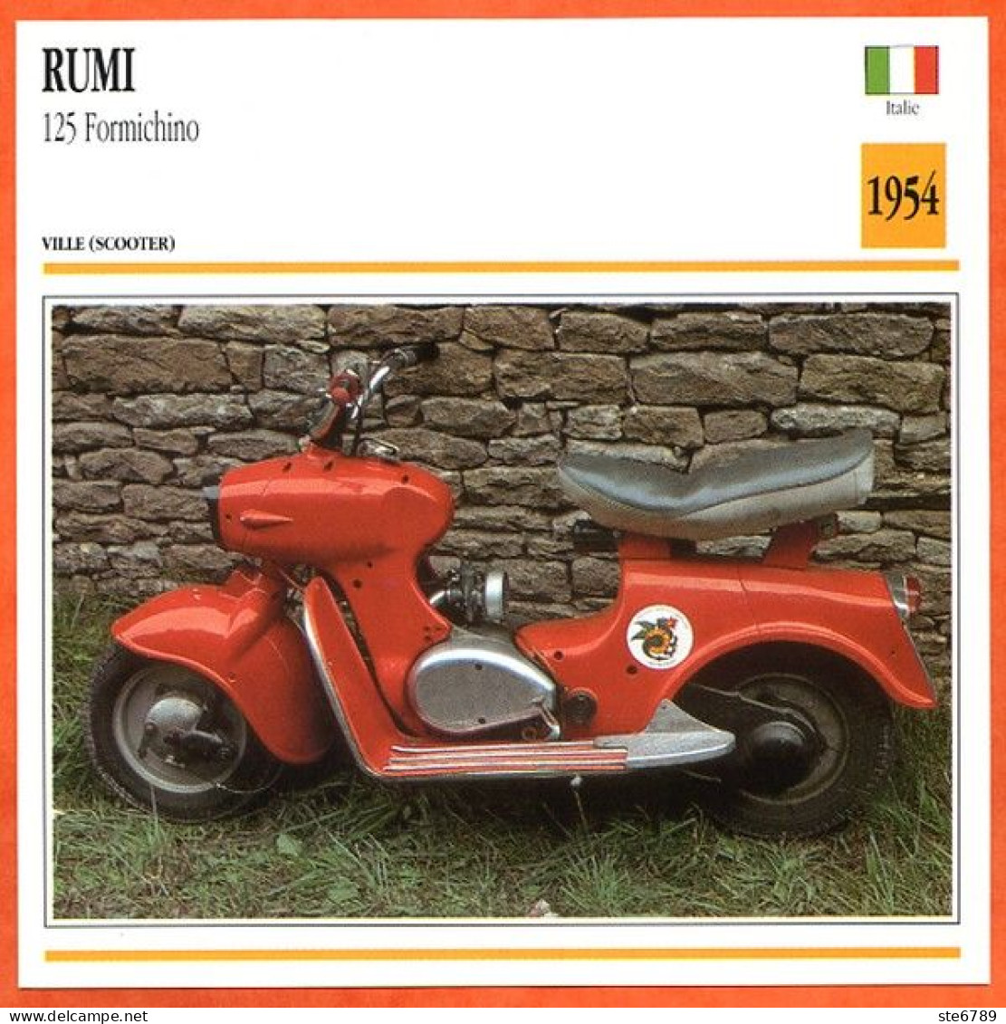 RUMI 125 Formichino 1954 Italie Fiche Technique Moto - Sports