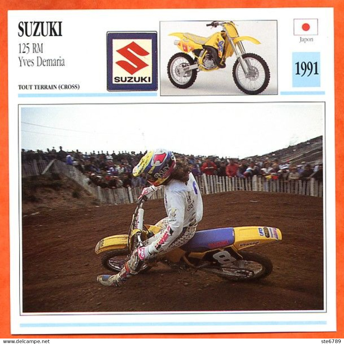 SUZUKI 125 RM Yves Demaria 1991 Japon Fiche Technique Moto - Sports