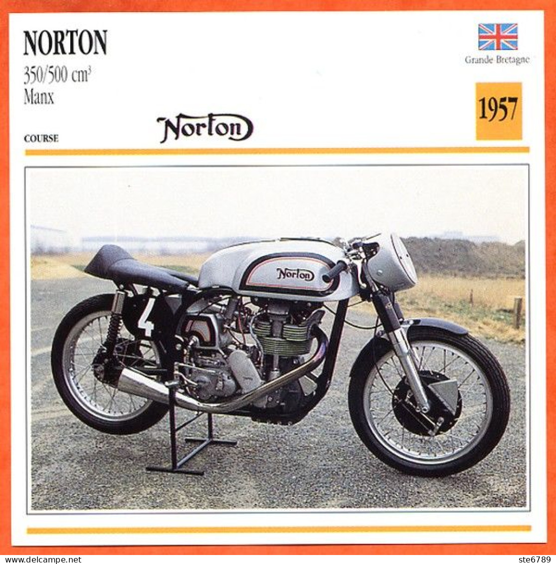 NORTON 350/500 Manx  1957 UK Fiche Technique Moto - Sports