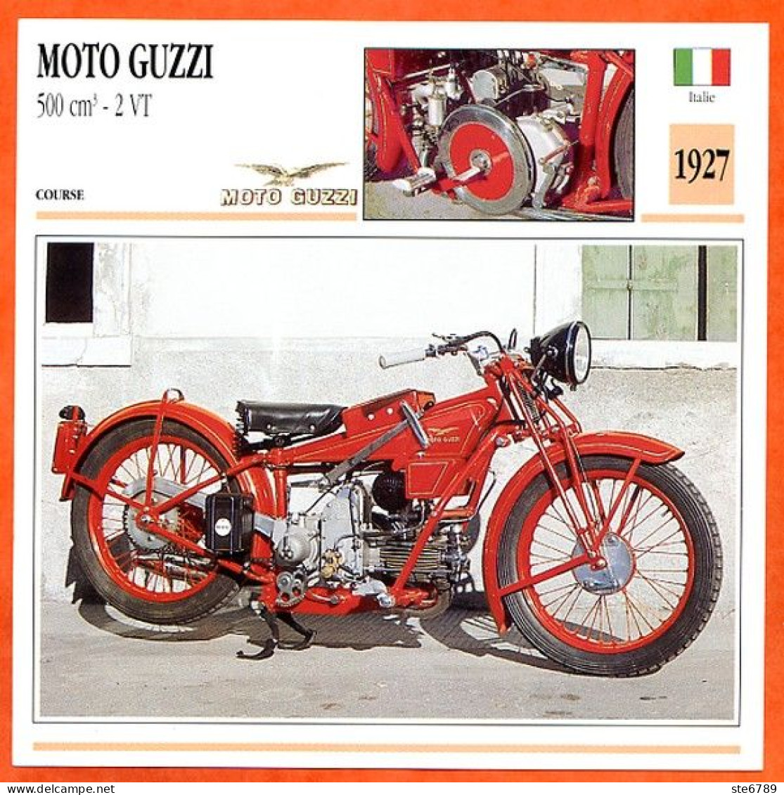 MOTO GUZZI 500 2 VT 1927 Italie Fiche Technique Moto - Sport
