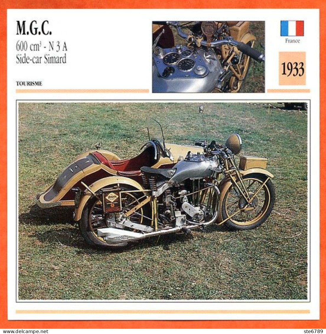 MGC 600 Side Car Simard  1933 France Fiche Technique Moto - Sports