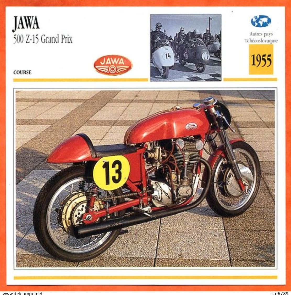 JAWA 500 Z-15 Gd Prix 1955 Tchécoslovaquie Fiche Technique Moto - Sports