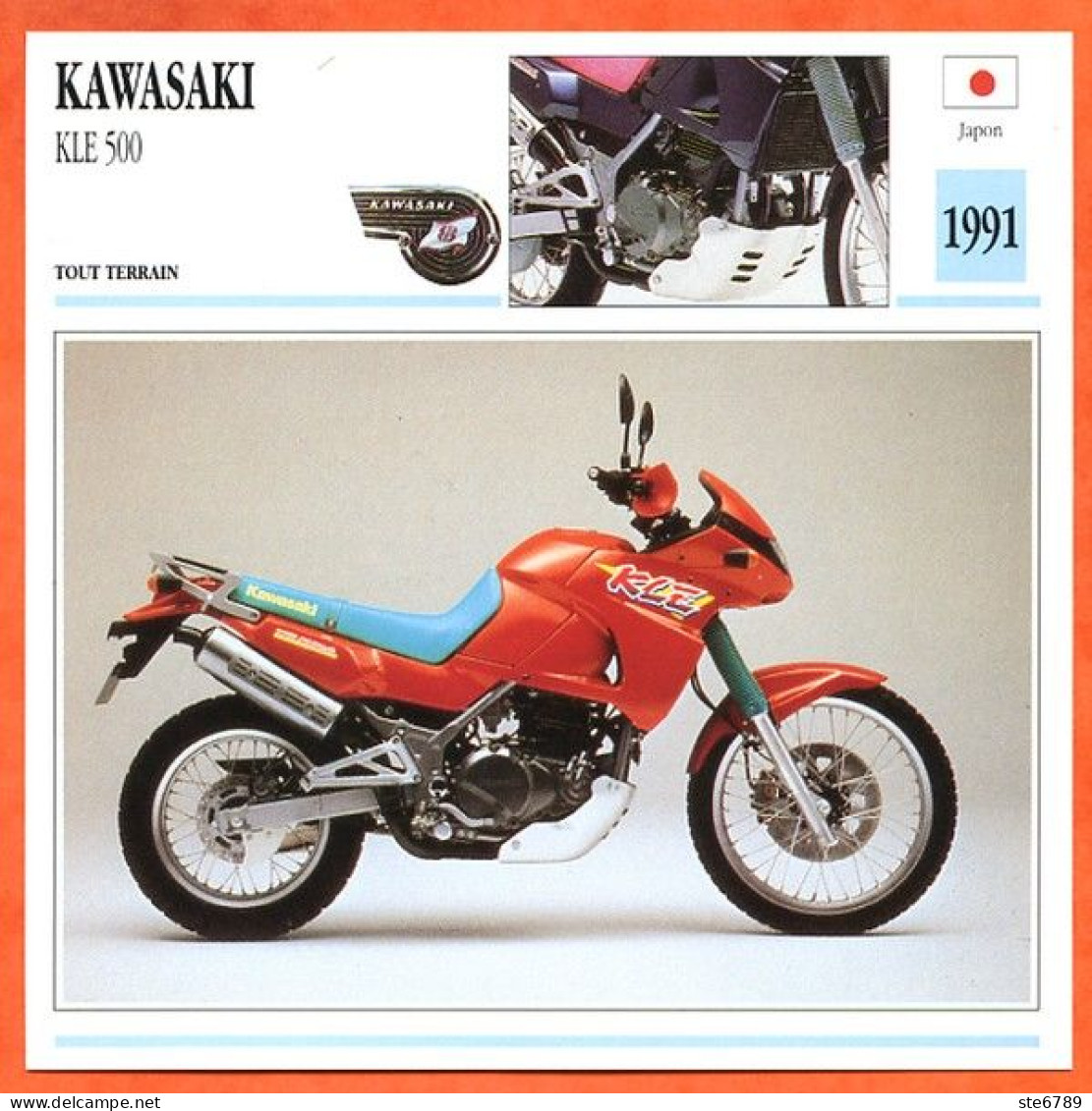 KAWASAKI KLE 500  1991 Japon Fiche Technique Moto - Sports
