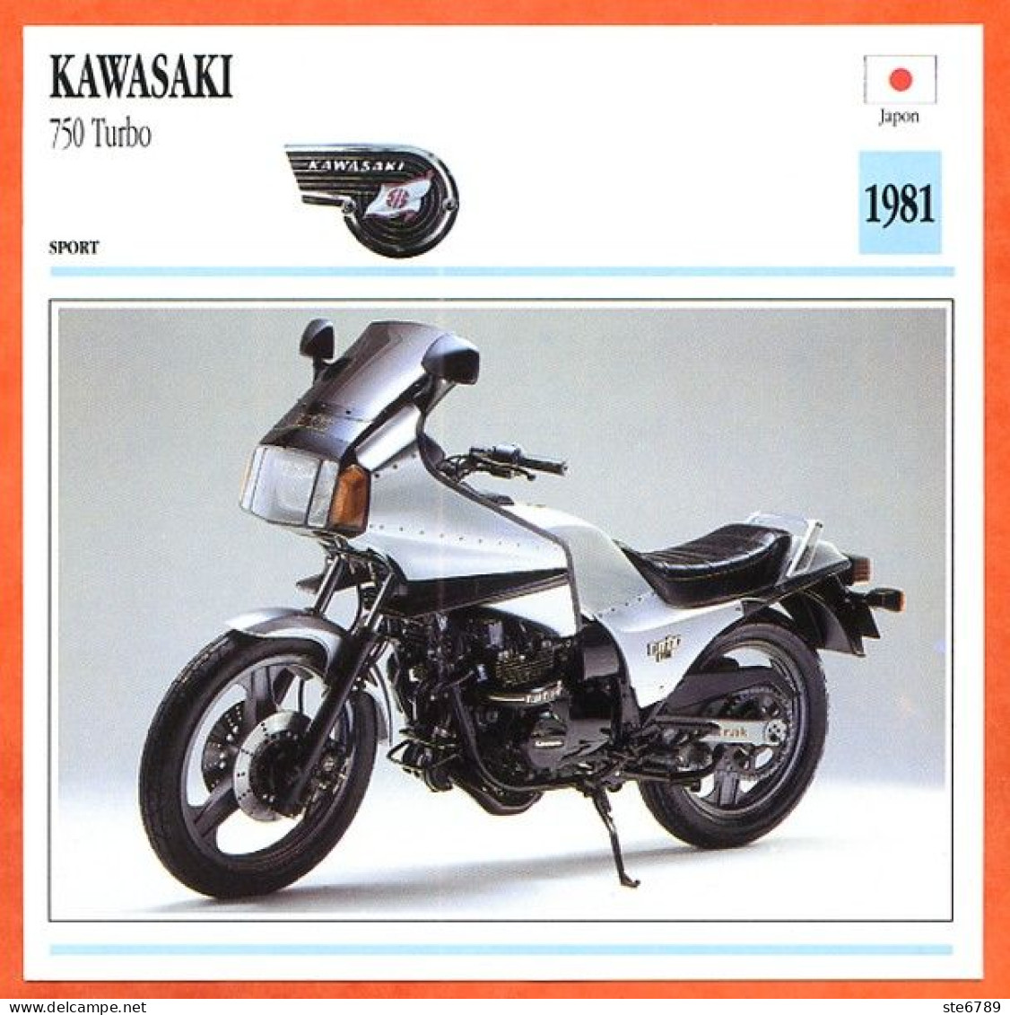 KAWASAKI 750 Turbo 1981 Japon Fiche Technique Moto - Sports