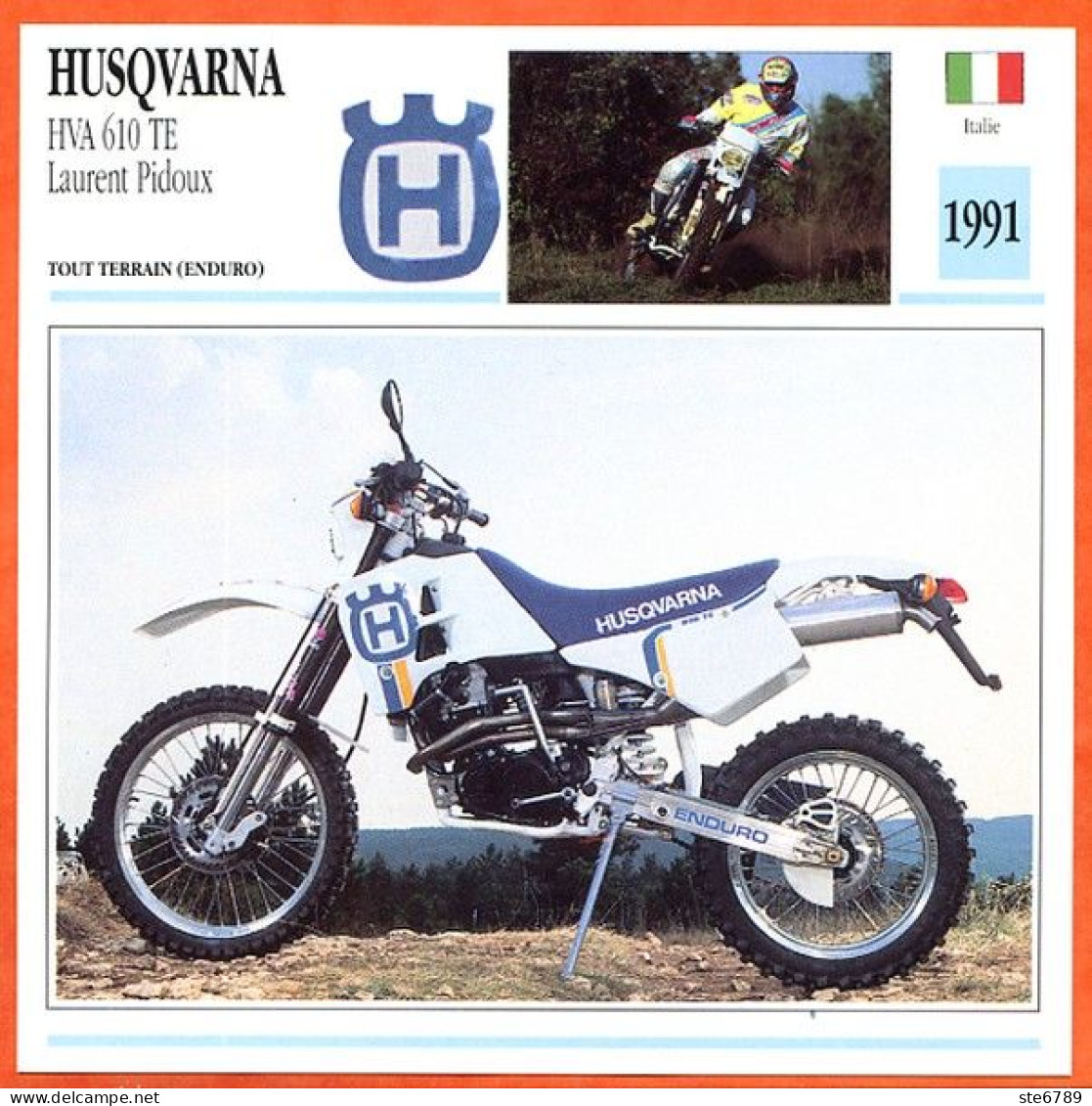 HUSQVARNA HVA 610 Pidoux 1991 Fiche Technique Moto - Sports