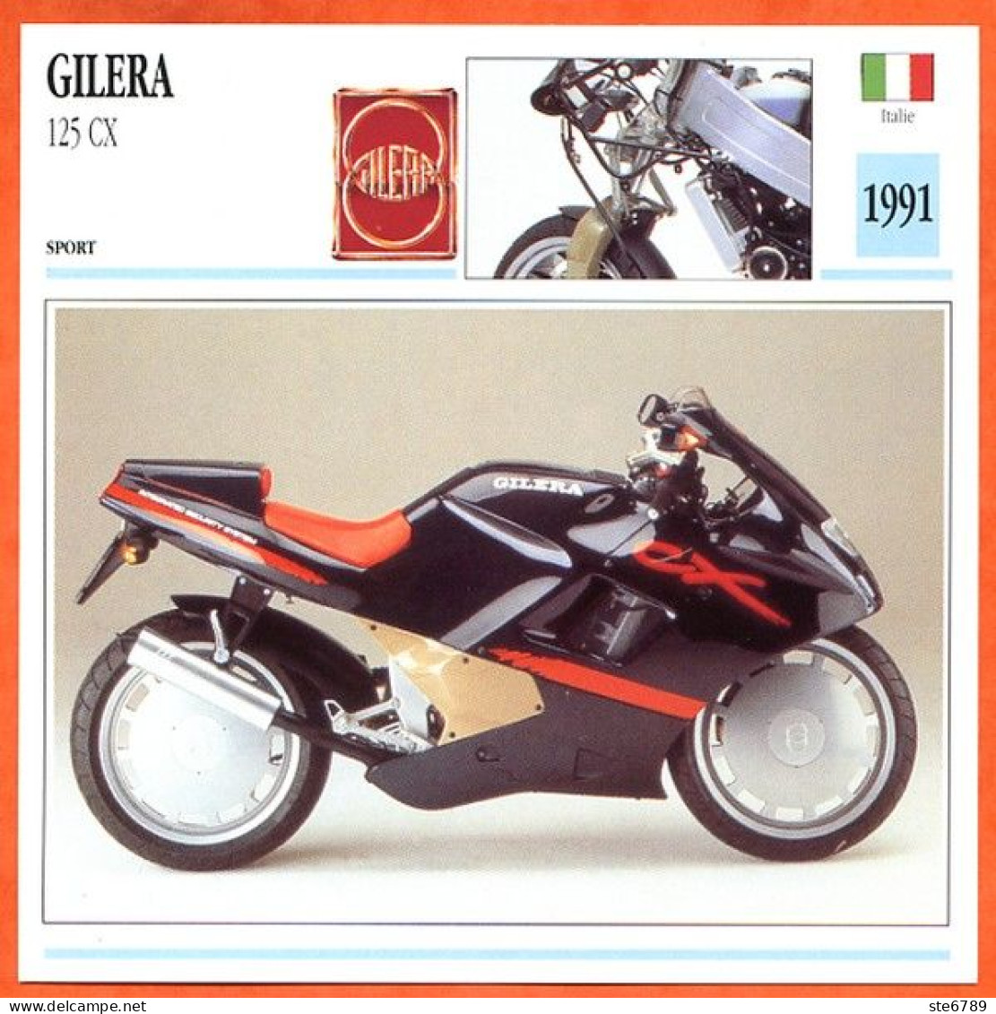 GILERA 125 CX 1991 Italie Fiche Technique Moto - Deportes