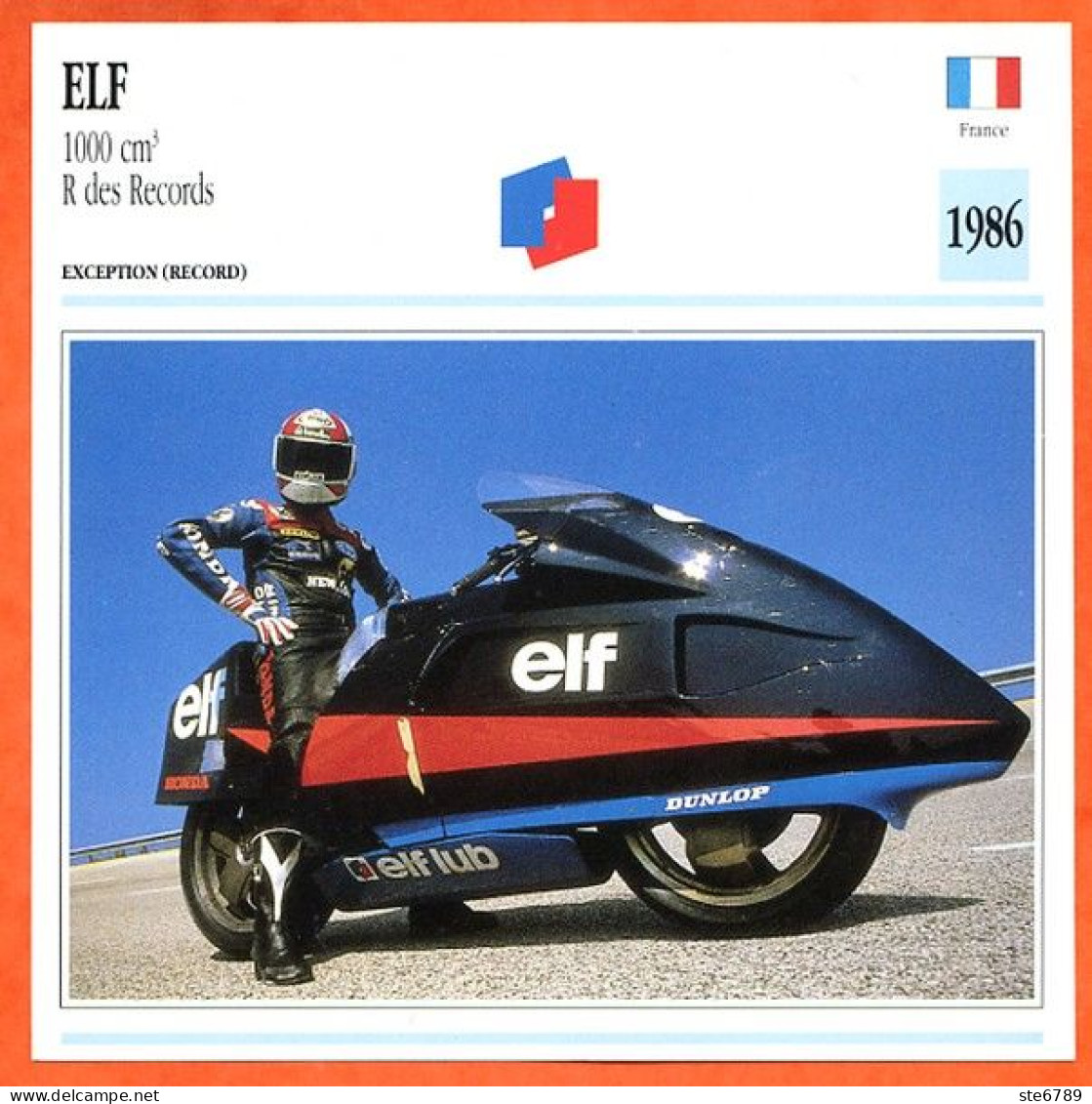 ELF 1000 R Records  1986 France Fiche Technique Moto - Deportes