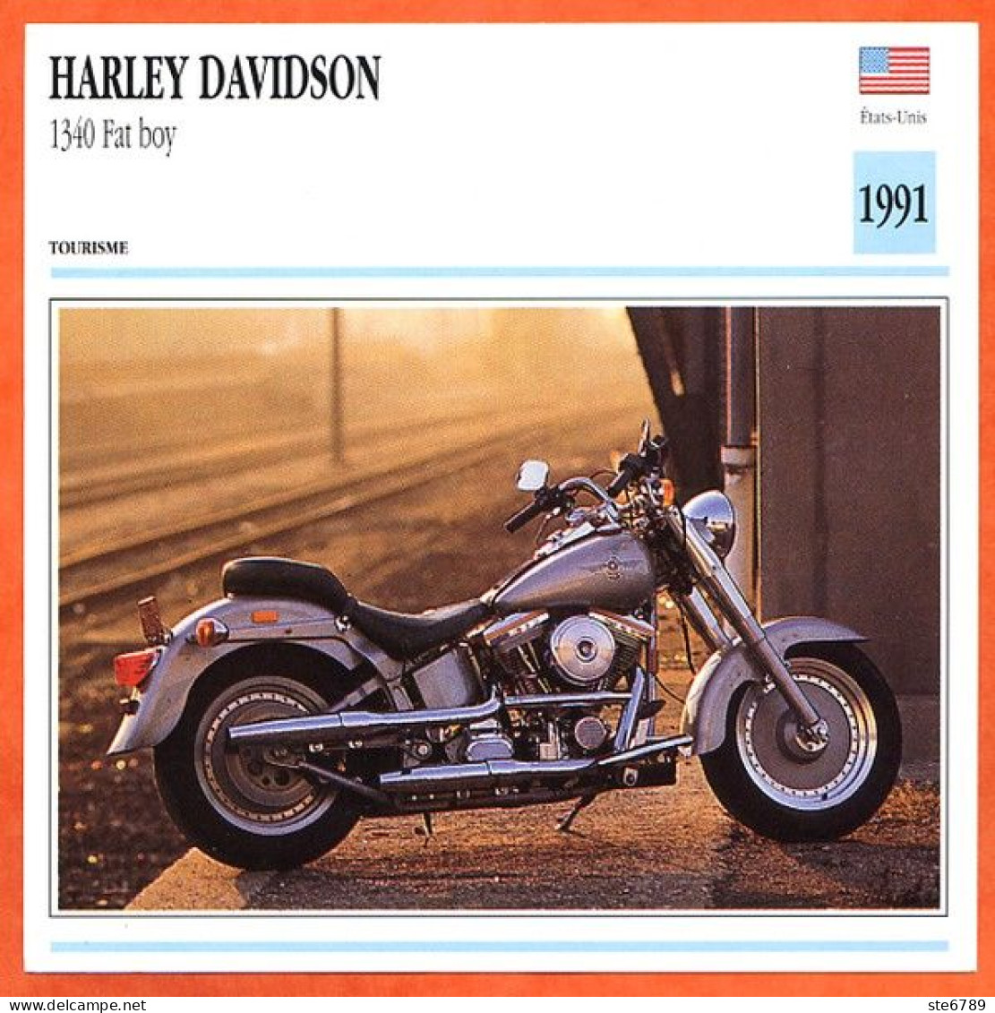 HARLEY DAVIDSON 1340 Fat Boy 1991 Fiche Technique Moto - Sports