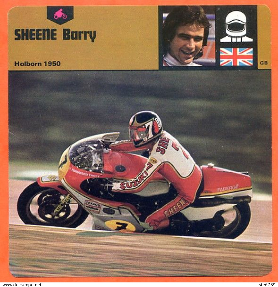 Barry SHEENE Pilote Fiche Sport Moto - Sports