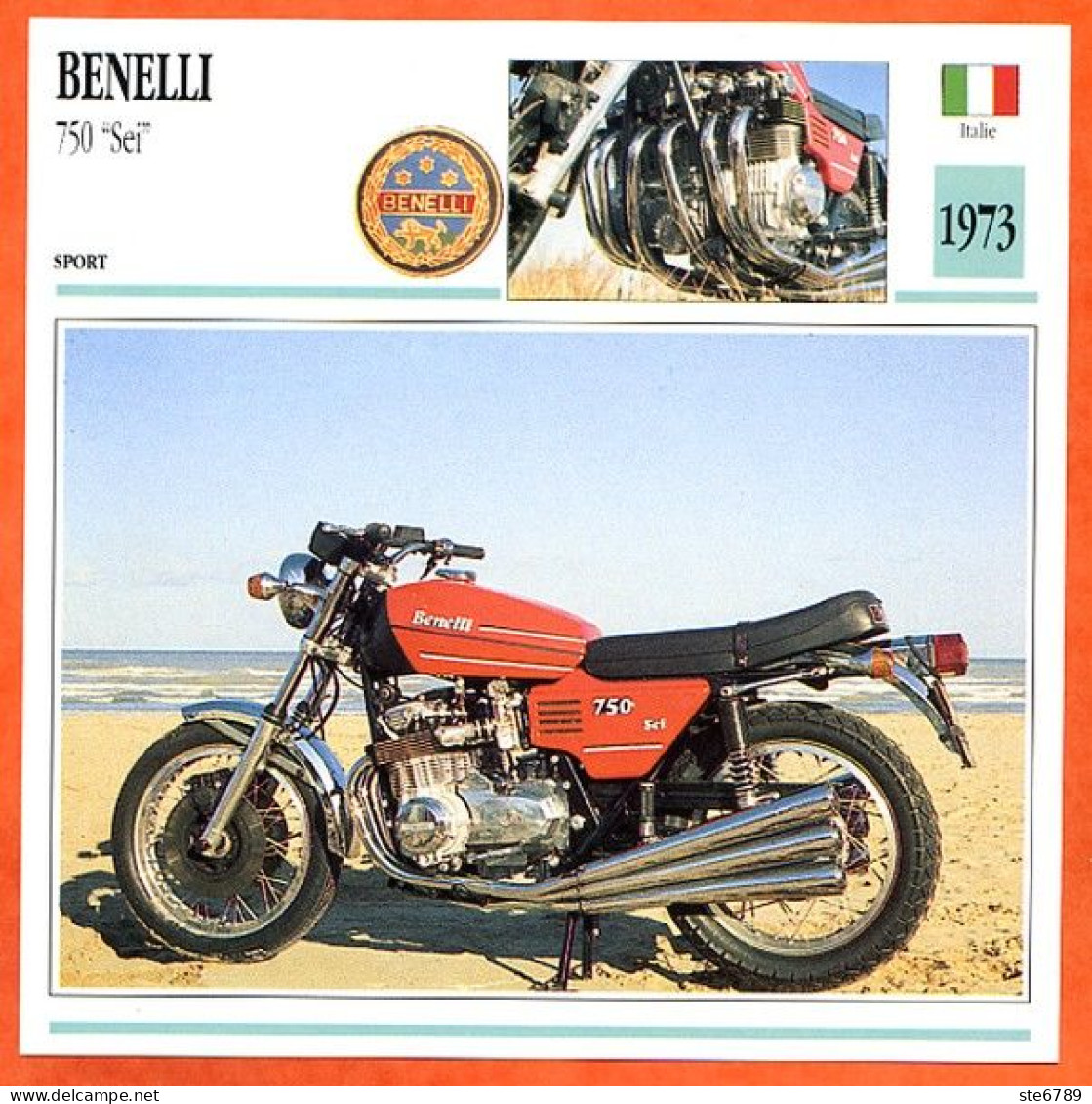 BENELLI 750 Sei  1973 Italie Fiche Technique Moto - Sport