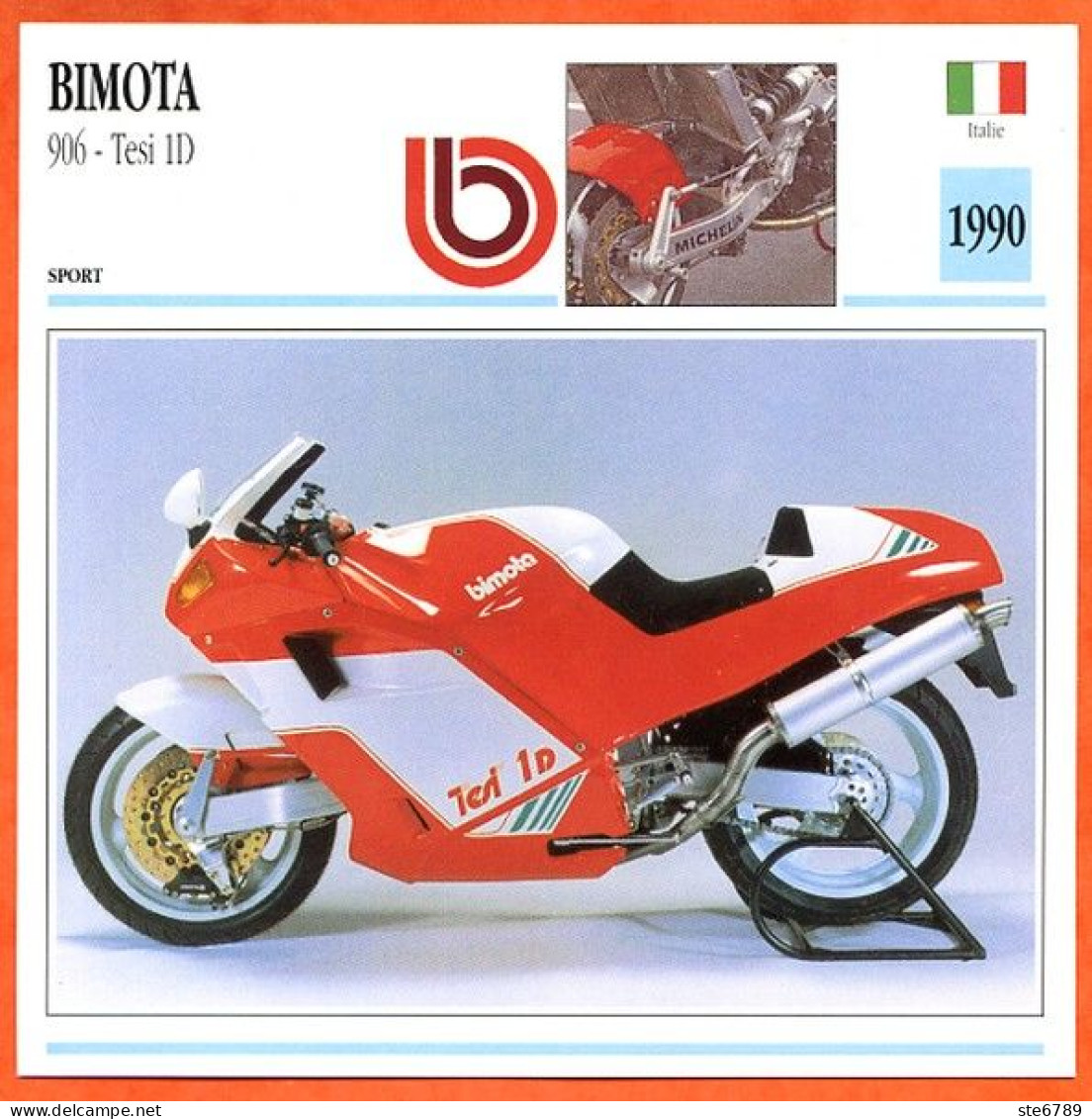 BIMOTA 906 Tesi 1D  1990 Italie Fiche Technique Moto - Sport