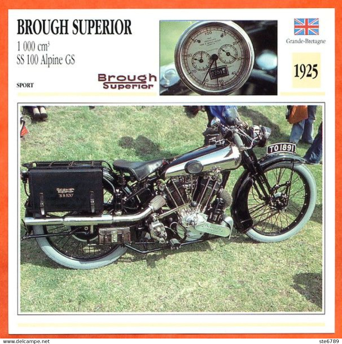 BROUGH SUPERIOR 1000 Alpine 1925 Fiche Technique Moto - Sports