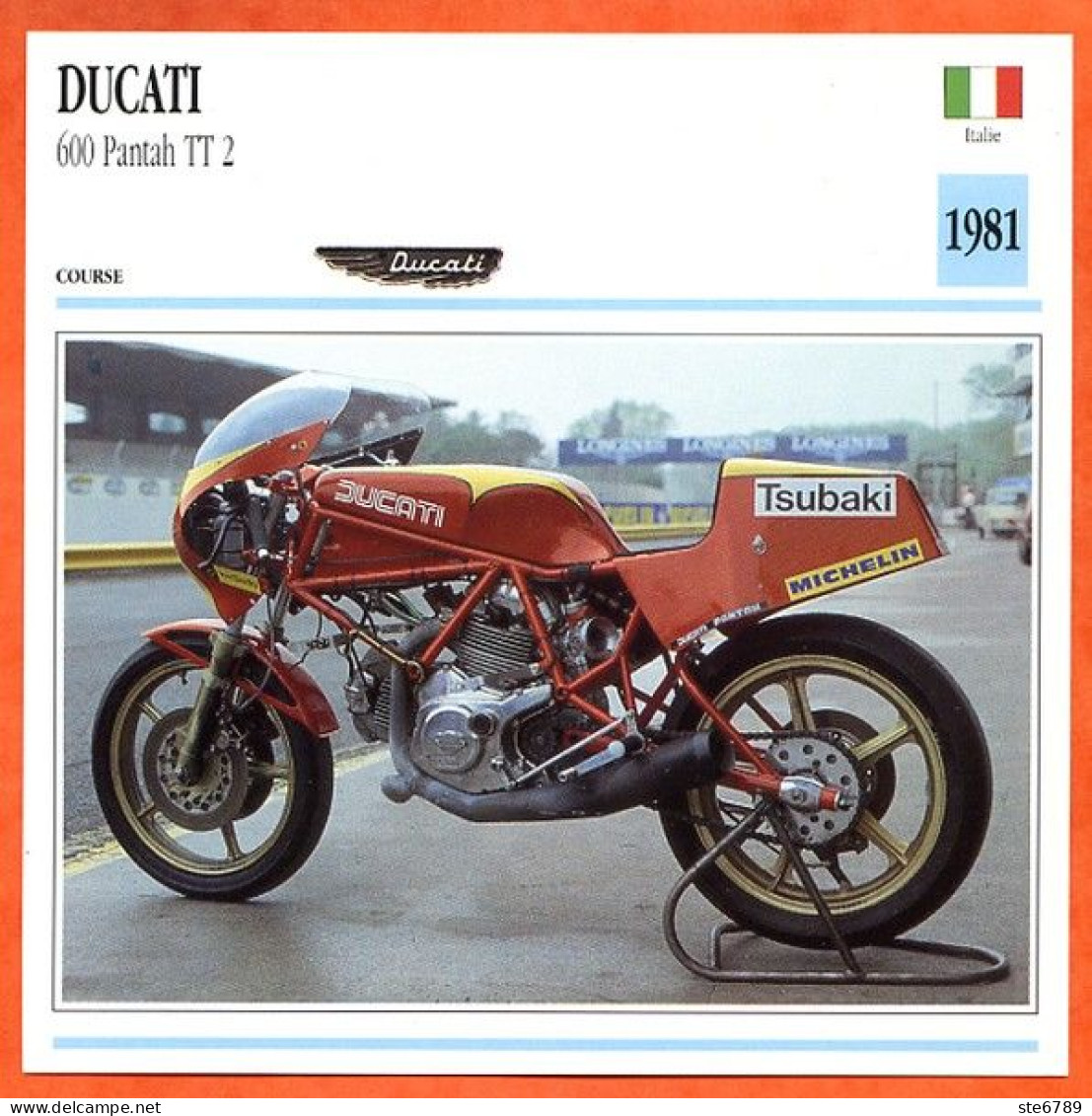 DUCATI 600 Pantah TT2 1981 Italie Fiche Technique Moto - Deportes