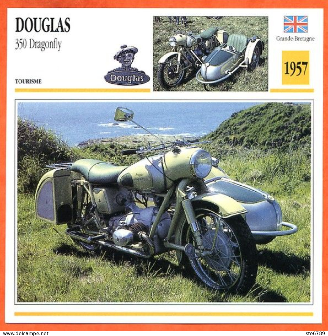 DOUGLAS 350 Dragonfly  1957 UK Fiche Technique Moto - Sports