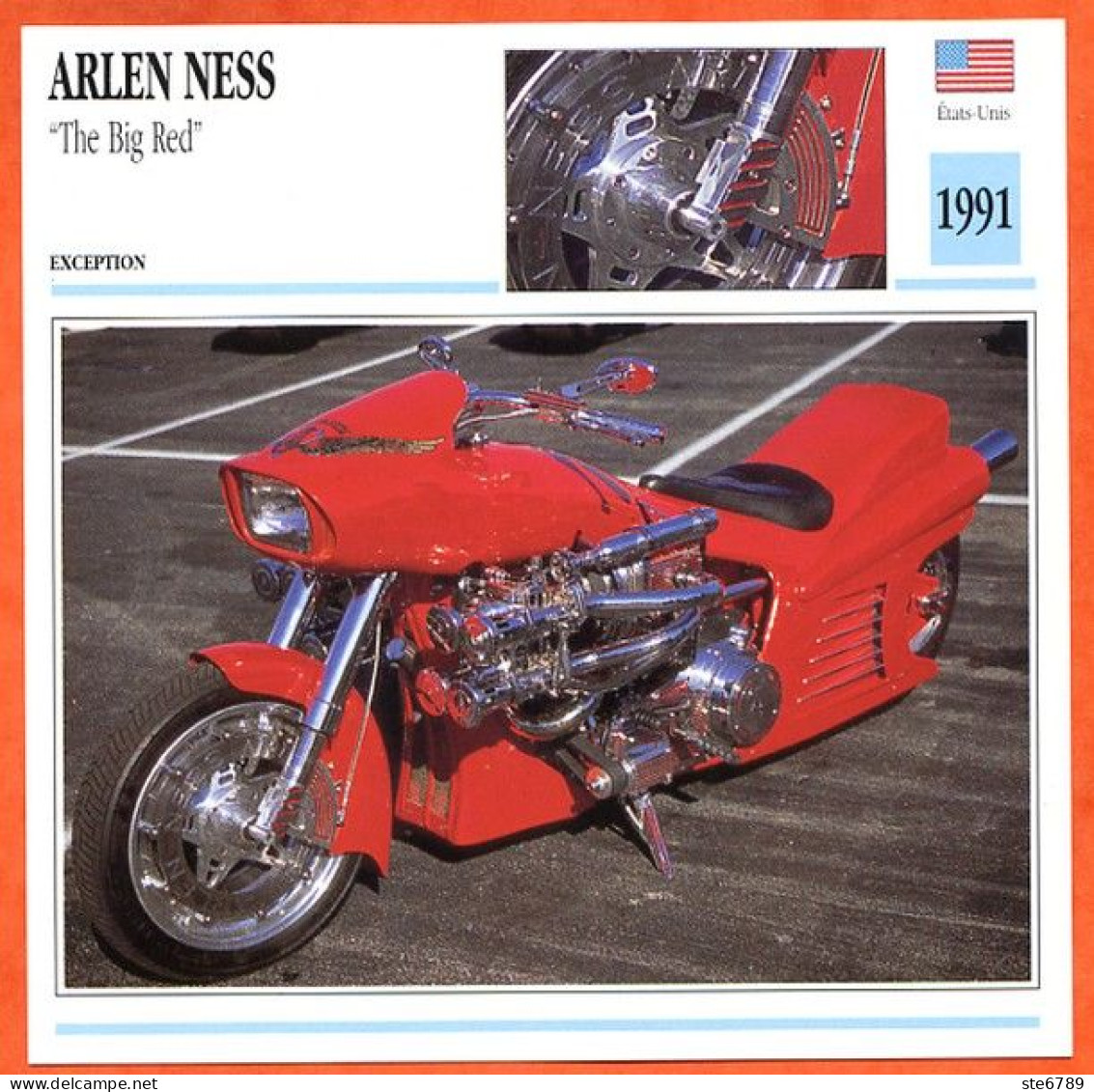 ARLEN NESS The Big Red 1991 USA Fiche Technique Moto - Deportes