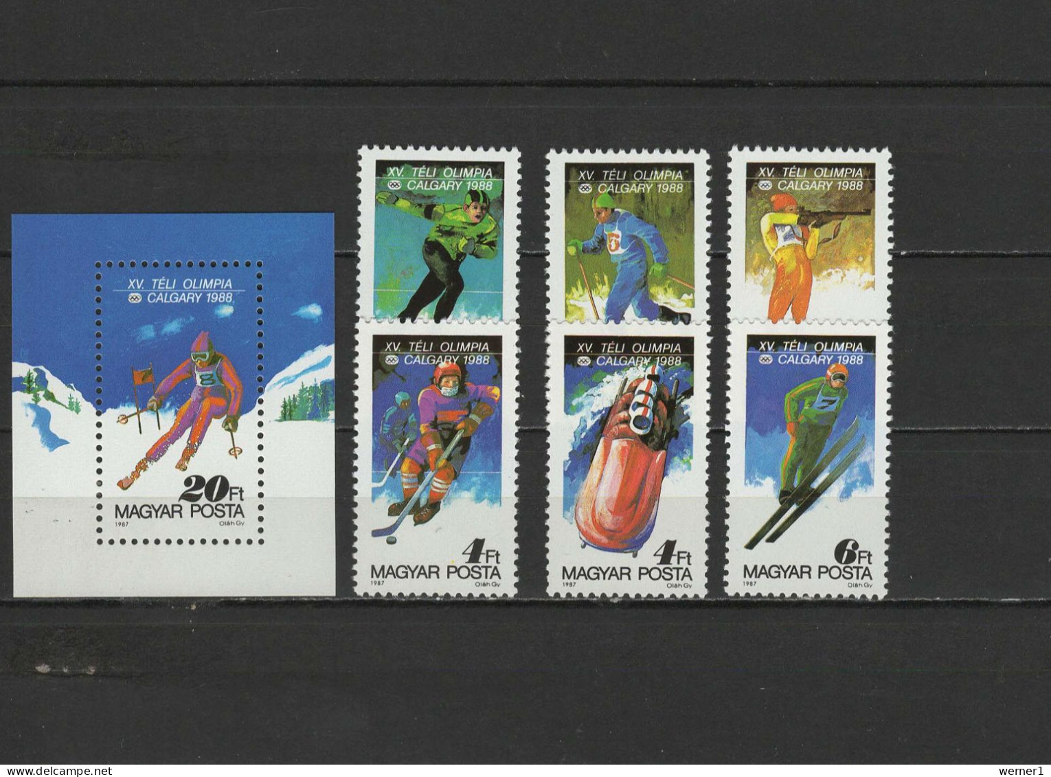 Hungary 1987 Olympic Games Calgary Set Of 6 + S/s MNH - Inverno1988: Calgary